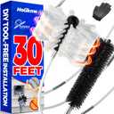 Holikme 30 Feet Dryer Vent Cleaner Kit,Flexible Lint Brush with Drill Attachment, Extends Up to 30 Feet for Easy Cleaning, Synthetic Brush Head, Use with or Without a Power Drill, White