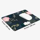 2 x Beautiful Flowers Plants Mouse Pads for Desk,Premium Textured Cute Mouse Pad for Women with Non-Slip Rubber Base, Small Square Pink Gold Design Mouse Mat Desktop Protection Mat for Computers Laptop