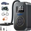 Air Compressor Portable Bicycle Pump Car Tire Inflator with LED Light 4000mAh&130 PSI Electric Bike Tire Pump with Pressure Gauge Auto-Off Air Pump for Car, Bicycle, Motorcycle and More