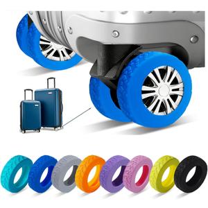 Luggage Wheel Covers, Luggage Wheel Protector Covers for 2-2.4 inches Wheels SuitcasesAnti-Scratch & Noise Reduction Design, Silicone MaterialDurable Travel Case Accessories (8, blue)