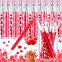 Tinlade Valentine's Day Plastic Pencils Valentines Stackable Novelty Heart Pencils Bulk for Rewards Supplies Goodie Bag Fillers(100 Pieces)