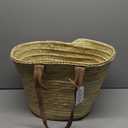 FRENCH MARKET BASKET with double flat leather handles, straw bag, beach bag, basket bag, shopping basket,with handle