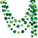 2 x 3Pcs Green St Patricks Day Garland Saint Patricks Shamrock Garland Hanging Shamrock St. Patrick's Day Garland Decorations for Home Mantel Office Irish Day Party Supplies (NO DIY)