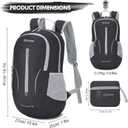 ZOMAKE Ultra Lightweight Packable Backpack 25L, Foldable Hiking Backpacks Water Resistant Small Folding Daypack for Travel(Black)