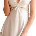 Daiwor Kout Satin Nightgown for Women Sexy Lace Slip Dress Butterfly Lingerie Babydoll Dress Silk Nighties Backless Pjs White Large