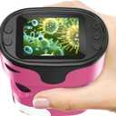 1000X Handheld Microscope for Kids 4K 2.0" Screen Rechargeable Mini Pocket Digital Microscopes w/Slides Kit Portable Edu Gift Age 4-6 8-12 Children Students (Pink)