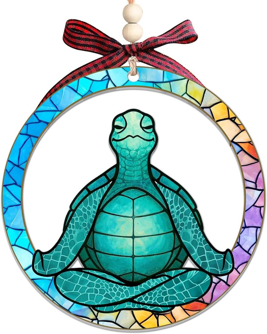 Yoga Christmas Ornament - Sea Turtle Meditating Zen Gifts for Women, Yoga Lovers, Instructors, Teachers, Mom, Friend - Meditation Acrylic Christmas Ornament