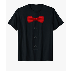 Funny FAUX FAKE Tuxedo TShirt with bowtie TShirt 2XL, Black