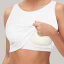 High Neck Longline Sports Bras for Women with Built in Bra Pads U Back Yoga Sports Bra Push up Workout Crop Tank Tops (White, M)