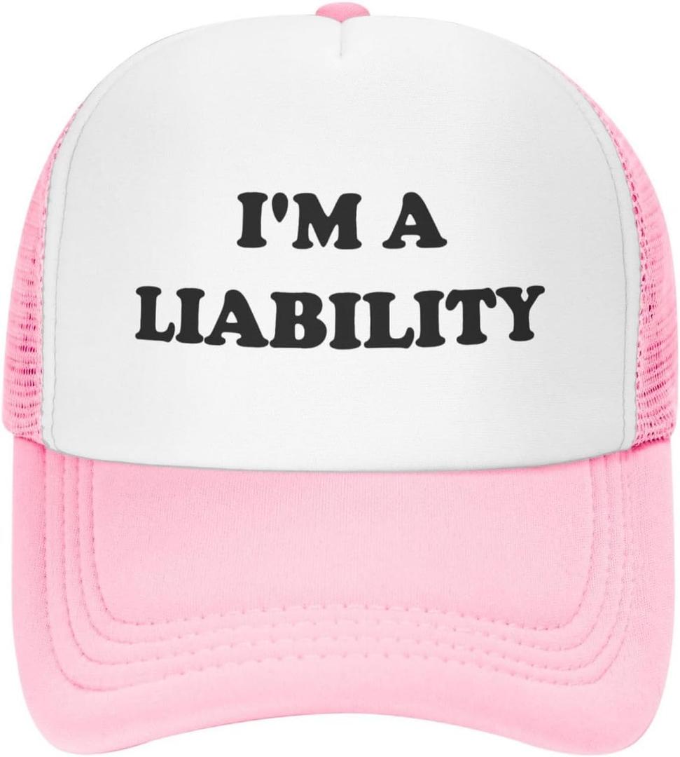 I'm A Liability Hat Funny Trucker Hats Adjustable Classic Fishing Cap for Men and Women Pink (Pink)