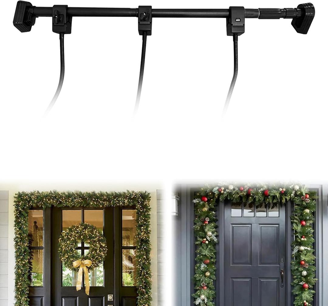 Garland Hanger for Front Door Frame, Adjustable 31.5"- 40" No Hardware Garland Hangers, No Drill Door Hanger with 20LB Load Capacity, for Christmas Halloween