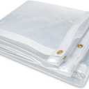 7 x 9FT Outdoor Clear Tarp Curtain Waterproof Wind-Proof 24 Mil Transparent Vinyl Tarp for Patio Pergola Garden Canopy Rainproof Anti-Tear PVC Thick Cover with Grommets