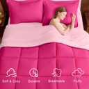 FUANNA Full Size Comforter Sets 7 Pieces, Reversible Bed in a Bag Full with All Season Soft Comforter, Bedding Sets Includes Comforter, Flat Sheet, Fitted Sheet, Pillowcases & Shams, Hot Pink & Pink