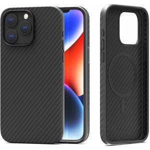 LOPIE Designed for iPhone 15 Pro Max Case Cover, Real Aramid Fiber Hard Cover with Carbon Fiber Finish, Military-Grade Drop Protection, Ultra Light Cover Compatible with Wireless Charging - Black