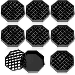 Suclain 8 Pcs Coffee Drip Tray Black Plastic Octagon Coffee Drip Tray with Honeycomb Grid Easy to Clean for Tea Wine (4 Inch)