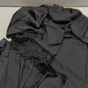 Women's Lace Trim Long Satin Kimono Bridal Robes for Bride and Bridesmaid - Wedding Gifts (Black)