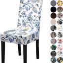 Stretchy Parson Chair Slipcovers for Dining Room Chair seat Covers Chair Protectors for Party Pet Protection Universal Fit Soft Polyester (Set of 6, Blue Flowers III)