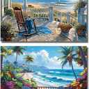 NEGEKFKX 2 Pack Beach Paint by Numbers Kit for Adults Beginner,Easy Adult Paint by Number Kits on Canvas DIY Painting for Beginners Art by Numbers for Home Wall Decor 16x12 Inch