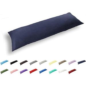 TAOSON 100% Cotton 300 Thread Count Body Pillow Cover Pillowcase Pillow Protector Cushion Cover with Zippers Only Cover No Insert (Navy Blue,21"x54")
