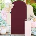 FUHSY Spandex Fitted Arch Cover Backdrop Fabric Burgundy Chiara Backdrop Cover 4ft Arch Stand Cover for Round Top Frame 2-Sided Arch Covers for Wedding Ceremony Birthday Party Decor