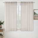 MIULEE White Linen Curtains 45 Inch Length 2 Panels for Kitchen Bedroom Living Room, Soft Thick Linen Textured Natural Short Basement Window Drapes Semi Sheer Light Filtering Back Tab Rod Pocket