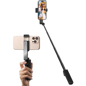 yAyusi New Ultra Mini Selfie Stick for iPhone, Extendable Aluminum Portable Selfie Stick with Remote, Compact Phone Selfie Sticks Compatible with 4-7" Phones for Vlog/Video Record/Live Stream (Black)