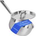 Misen 5-Ply Stainless Steel Saucier with Lid Induction-Compatible Pan with Curved Sides for Smooth Stirring - Oven Safe to 800F  Even Heat Distribution & Ergonomic Handle - 1.5 QT