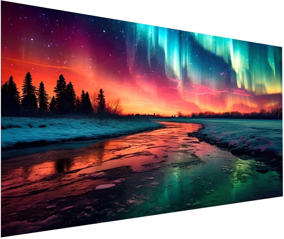 OFRKE Diamond Painting Kits for Adults,Large Aurora Diamond Art Painting for Beginners, Diamond Round 5D Full Drill Paint with Diamonds Pictures Gem Art Painting Kits DIY Crafts Kits 28X16in