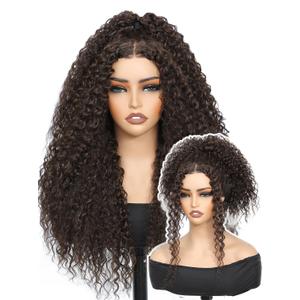 Chocolate Brown Synthetic Lace Front Wig,Glueless Wigs Curly Hair Wig Middle Parted,Curly Wigs for Black Women Upgraded with Premium Human-Hair-Like Fiber (6#)