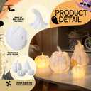 Leinuosen 4 Pcs Thanksgiving Lighted Resin Pumpkin Decorations Pumpkins Fall Centerpiece Table Figurines Decorations for Home Harvest Tabletop Autumn(White)