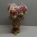 Artificial Vintage Flower Arrangement Vase Set European Golden Resin Vase Fake Flower Decor Wedding Party (Brown)