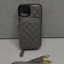 Bocasal Crossbody Wallet Case for iPhone 13, RFID Blocking PU Leather Zipper Handbag Purse Flip Cover, Kickstand Folio Case with Card Slots Holder Wrist Strap Lanyard 5G 6.1 Inch (Grey)