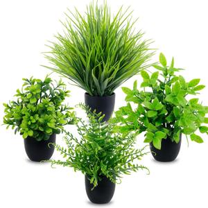 LOYWREE 4 Pack Artificial Plants Mini Fake Potted Plants Small Faux Greenery for Indoor Home Office Desk Table Shelf Farmhouse Bathroom Kitchen Coffee Table Laundry Room Decor
