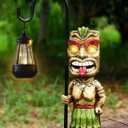 16.7" H Tiki Decor Garden Statue,Large Lantern Tiki Figurine with Solar Lights,Hawaiian Tiki Man Outdoor Patio Yard Lawn Bar Party Beach Pool Pond Halloween Christmas Decoration Ornament Gifts