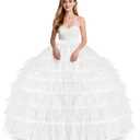Ieuan Upgraded Enlarged Full White Ball Gown 7 Hoops Wedding Accessories Petticoat Underskirt Slips (White)