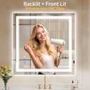 30"x30" LED Bathroom Mirror with Lights, Anti-Fog, Backlit + Front Lit, Dimmable, Led Vanity Mirror for Wall, Lighted Bathroom Mirror,3 Colors, Shatter-Proof Tempered Glass