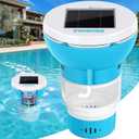 PRAXXIS Upgrade Chlorine Floater with Solar-powered Pump,Forced Flow Solar Chlorine Floater with Uniform Distribution,Moving Floating Chlorine Dispenser for Pool,Adjustable Pool Chlorine Floater(Blue)