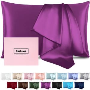 Silk Pillowcase for Hair and Skin Mulberry Silk Pillowcase Soft Breathable Smooth Both Sided Natural Silk Pillowcase with Zipper Beauty Sleep Silk Pillow Case 1 Pack for Gift (Standard, Purple)