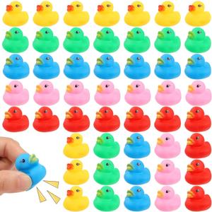 50 Pcs Rubber Ducks Bath Toy, Multicolor Mini Rubber Duck Bulk Float Duck Baby Bath Toy, Shower Birthday Party Christmas Favors Gift (5 Colors)