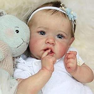 EURORA 18" Reborn Baby Dolls Girl, Lifelike Opened Blue Eyes, Soft Realistic Newborn Full Vinyl Body, Gift for Kids 3+