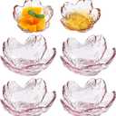 6 PCS Pink Sakura Dip Bowls Set, Crystal Glass Dessert Bowls, Dipping Bowls Appetiser Plates Salad Bowl