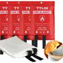 TYLIN Emergency Fire Blanket for Home & Kitchen 40” x 40” - 2 Pack, High Heat Resistant Fire Suppression Blankets for Home Safety, Kitchen, and Camping Fiberglass Welding (2)