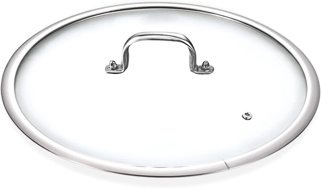 Stainless Steel Glass Lid for 13 Inch Pans and Pots, Tempered Cover for Cooking Pans, Dishwasher & Over Safe 33 cm