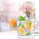 11OZ Ribbed Glass Coffee Cups Set of 6, Vintage French-Style Glasses with Delicate Pink Bow and Dot Relief, Elegant and Durable Glassware for Hot and Cold Beverages, Thick-Bottomed and Dishwasher Safe