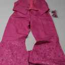 Saxcdyi Cowgirl Costume 70s 80s Hippie Disco Outfits Pink Vest Top Flare Pant Halloween Cosplay Suit for Women S