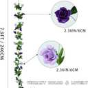 Floweroyal 2 Pack Artificial Flower Garlands 15.8FT Fake Rose Vines Silk Flowers Hanging Rose Ivy for Wedding Arch Party Home Garden Wall Decor (Purple)
