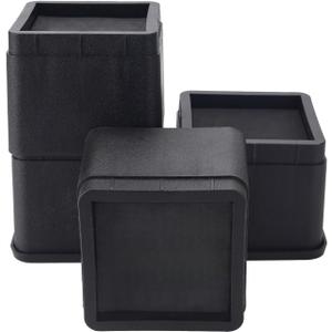BTSD-home Adjustable Bed Risers 3 or 6 Inch Heavy Duty Stackable Furniture Risers for College Dorm Bed Sofa Table Couch Chair Bed Raisers Blocks Set of 4 Black