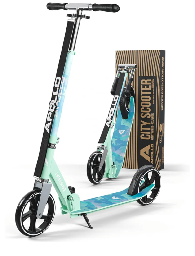 APOLLO Adult Scooter - Manual Folding Kick Scooter for Adults, Teens & Kids Ages 6 Years and up with Big Wheels (XXL), Foldable Kick Scooters, Scooter for Adults 220 lbs (Blue)