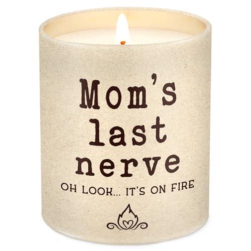 ARVEXO Birthday Gifts for Mom - Moms Last Nerve Long Lasting Vanilla Lavender Scented Candle 10 oz - Mothers Day Birthday Gifts from Daughter Son, Funny Mama Gift Ideas, Gift for Mother in Law