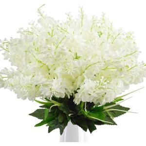 Uieke 6Pcs Artificial Fake Silk Wisteria Flowers, 13.7'' Faux Hyacinth Flowers for Home Garden Outdoor Cemetery Grave Fences Spring Summer Decor Floral Arrangements, White